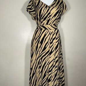 Talbots Zebra Print Midi Dress - Black and Cream